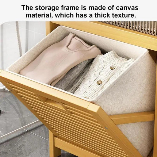 Stylish Bamboo Laundry Hamper with Tilt-Out Basket and Multi-Tier Shelving Unit