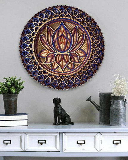 Elegant Bohemian Lotus Mandala Metal Wall Art for a Serene Home Atmosphere