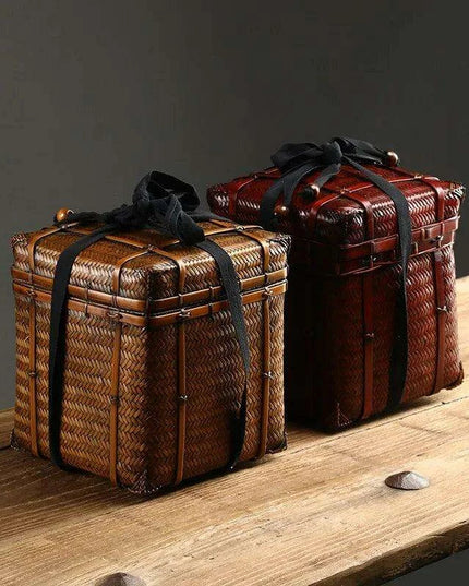 Bamboo Weave Outdoor Tea Ceremony Storage Trunk - Perfect for Nature Lovers