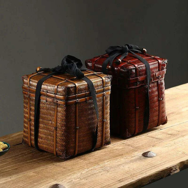 Bamboo Weave Outdoor Tea Ceremony Storage Trunk - Perfect for Nature Lovers