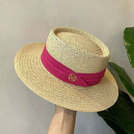 Chic Adjustable Wide Brim Straw Hat for Women - Stylish Sun Protection Beach Accessory Available in 50 Colors