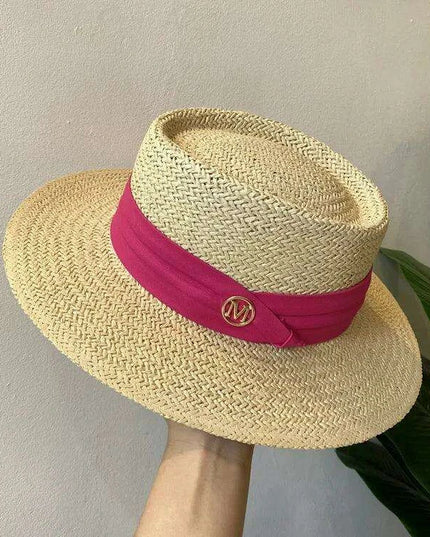 Chic Adjustable Wide Brim Straw Hat for Women - Stylish Sun Protection Beach Accessory Available in 50 Colors