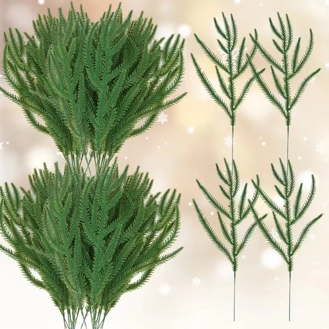 Artificial Green Pine Sprigs, Approx. 37 cm, Selected Pack