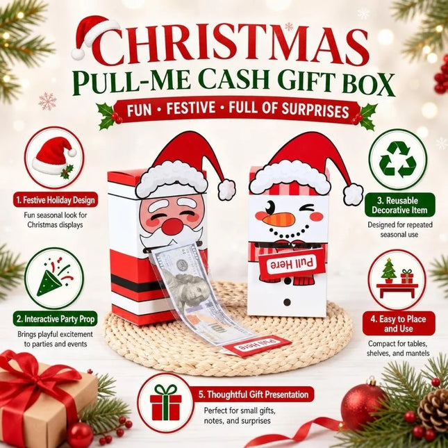 Christmas Money Pull Gift Boxes, Santa & Snowman, Set of 2