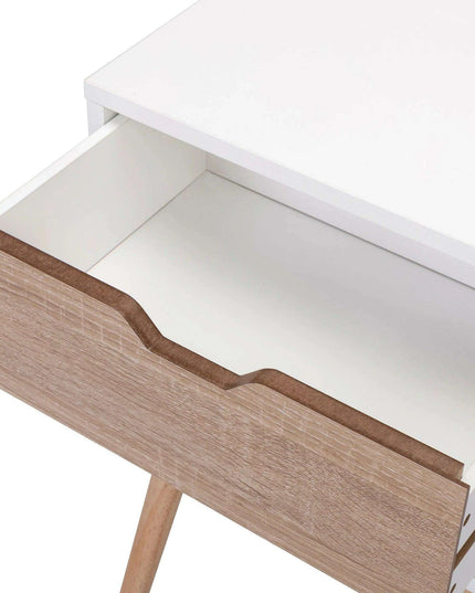Set of 2 Elegant White and Walnut Nightstands - Modern Multifunctional Bedside Tables with Generous Storage