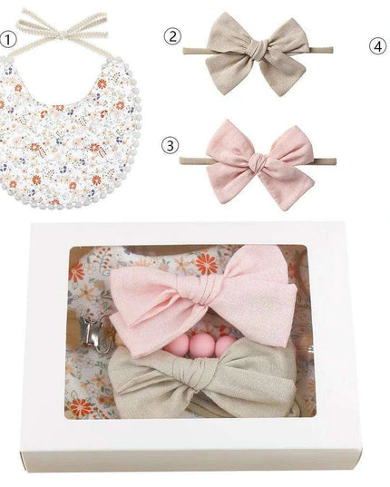 Charming Holiday Floral Baby Bib Set with Pacifier Clip - Perfect Christmas Gift