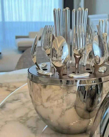 Elegant 24-Piece Golden Egg Design Stainless Steel Cutlery Set