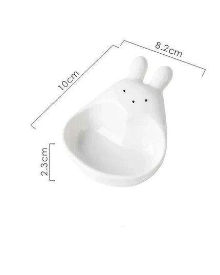Charming Bunny and Kitty Ceramic Sauce Dish Set for Whimsical Dining Experiences