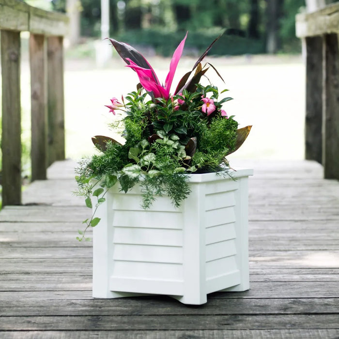 Coastal Elegance Self-Watering Square Planter 16" - Outdoor Oasis Ready