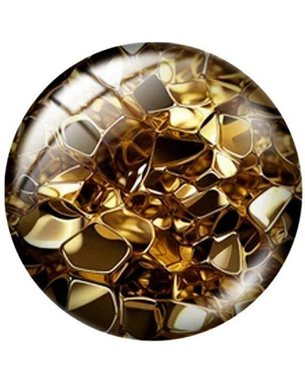 Luxurious Gold-Inspired Glass Cabochon Collection - 10 Distinct Sizes