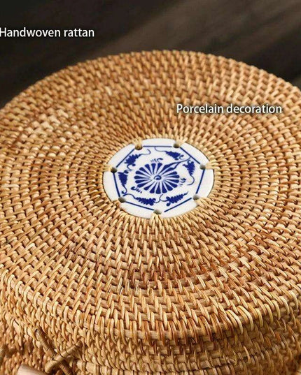 Elegant Handwoven Rattan Tea Caddy: The Perfect Organizer for Tea Aficionados
