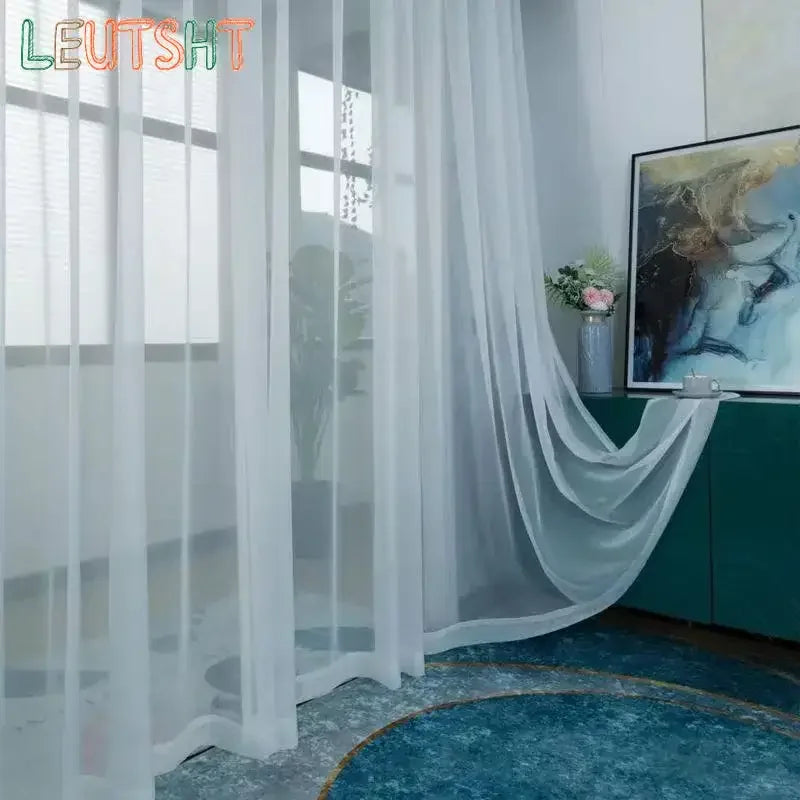 Custom White Sheer Tulle Curtains – Transparent Drape for Living Room & Events