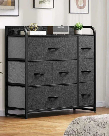 Stylish 7-Drawer Storage Dresser with Steel Frame and Foldable Fabric Bins