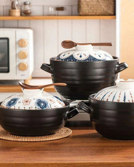 Authentic Japanese Lithium Stone Clay Stockpot - Durable Casserole Pot for Gas Stove Cooking