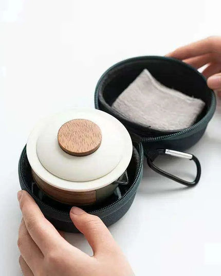 Zen Tea Ritual Travel Kit - Elegant Teapot, Cups, and Bowl Set for Tea Lovers on the Go