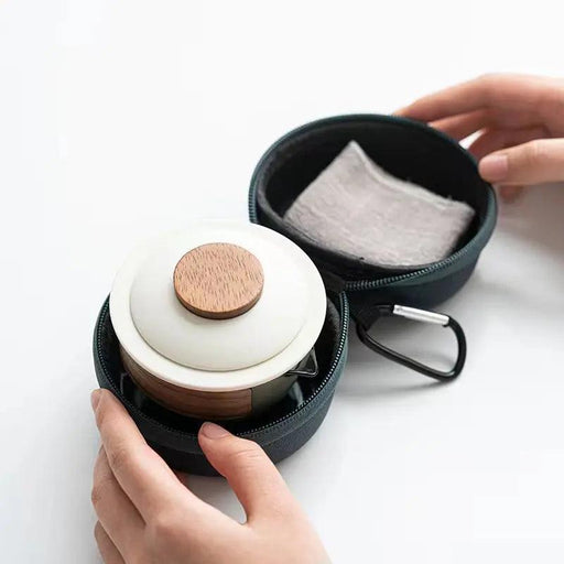 Zen Tea Ritual Travel Kit - Elegant Teapot, Cups, and Bowl Set for Tea Lovers on the Go