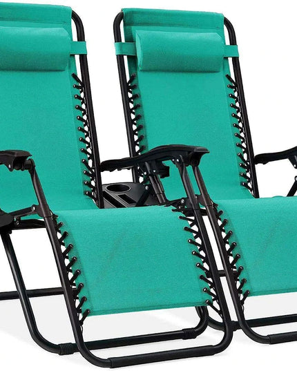 Luxury Zero Gravity Lounge Chairs Set with Accessories in Elegant Black