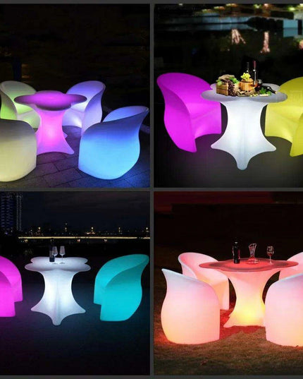 Glowing RGB LED Rechargeable Lounge Chair: Stylish Illuminated Armchair for Any Space