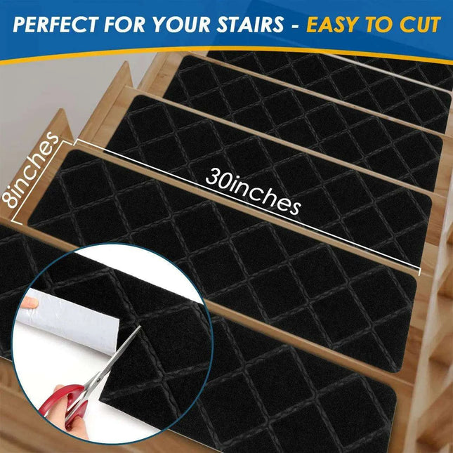 SafetyStep Cushioned Non-Slip Stair Tread Mats - Water-Absorbent Safety Solution - Très Elite