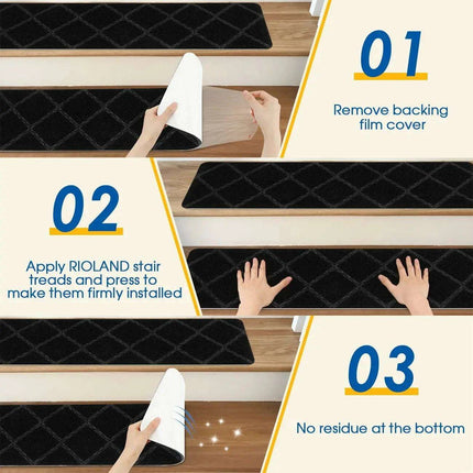 SafetyStep Cushioned Non-Slip Stair Tread Mats - Water-Absorbent Safety Solution - Très Elite