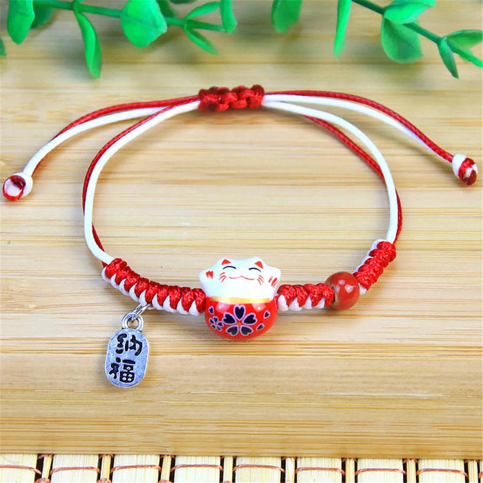 Charming Kawaii Cat Couple Love Bracelet – Adorable Braided Accessory from Japan