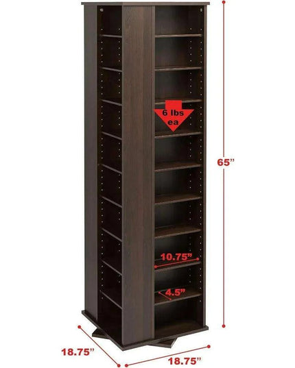 Elegant Espresso 4-Sided Rotating Storage Tower