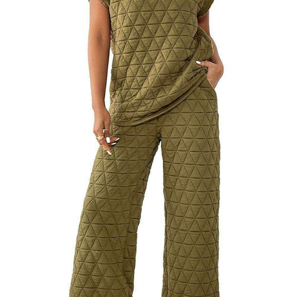 Sage Green Quilted Co-Ord Set - Chic Comfort for Modern Fashion - Très Elite