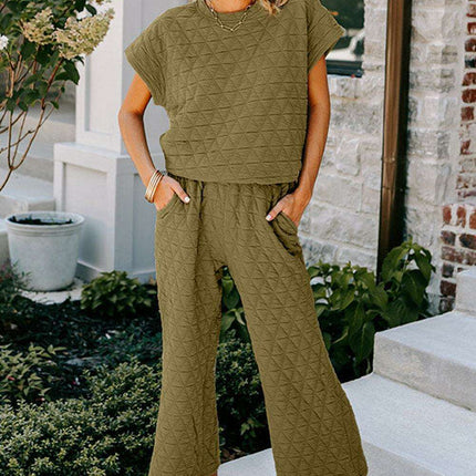 Sage Green Quilted Co-Ord Set - Chic Comfort for Modern Fashion - Très Elite
