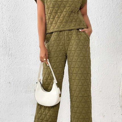 Sage Green Quilted Co-Ord Set - Chic Comfort for Modern Fashion - Très Elite