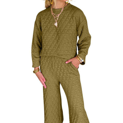 Sage Green Quilted Lounge Ensemble for Chic Comfort and Versatility - Très Elite