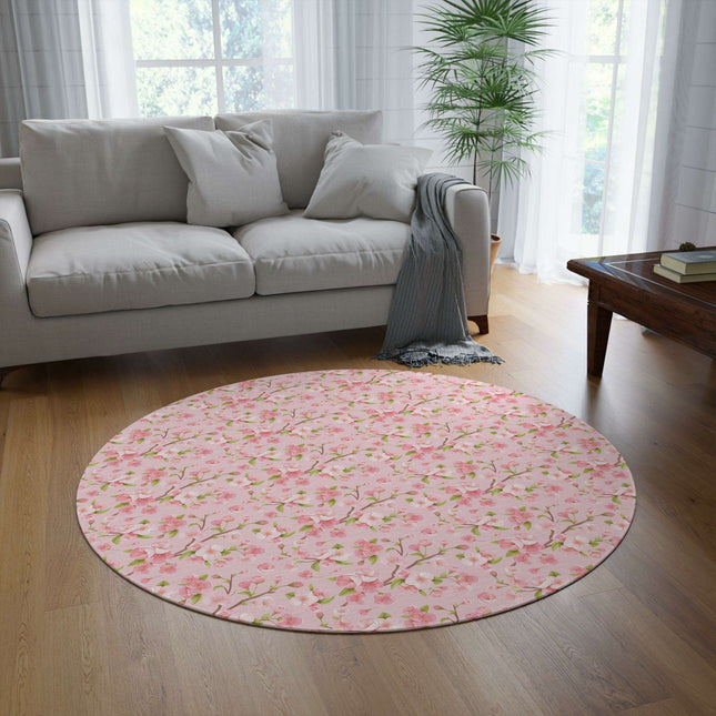Sakura Bliss Plush Round Area Rug - Premium Quality Fun Design in Soft Chenille Blend