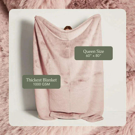 Sakura Blossom Eco-Friendly Plush Queen Size Faux Fur Throw - Marshmallow Comfort Blanket - Très Elite
