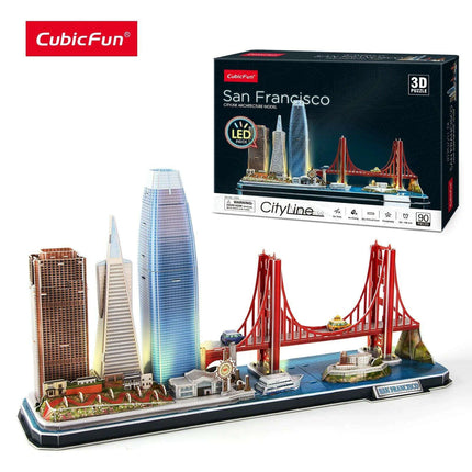 San Francisco Skyline LED 3D Puzzle - Interactive Architectural Model Kit for All Ages - Très Elite