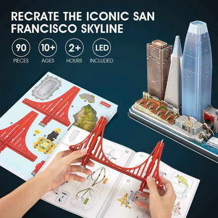 San Francisco Skyline LED 3D Puzzle - Interactive Architectural Model Kit for All Ages - Très Elite