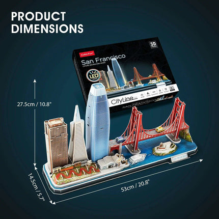San Francisco Skyline LED 3D Puzzle - Interactive Architectural Model Kit for All Ages - Très Elite