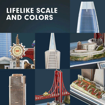 San Francisco Skyline LED 3D Puzzle - Interactive Architectural Model Kit for All Ages - Très Elite