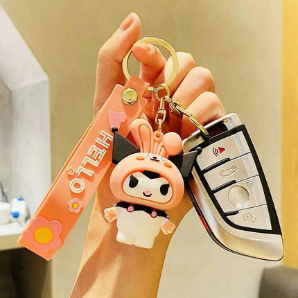Sanrio Fruit Series Keychain Set - Adorable Kuromi, Cinnamoroll, and Pochacco Charms - Très Elite