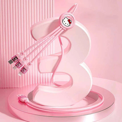 Sanrio Kuromi & Friends 3-In-1 Charging Cable - Adorable Anime Characters USB Cord for Huawei, iPhone, Xiaomi - Durable & Perfect for Gifting - Très Elite