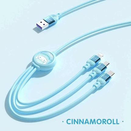 Sanrio Kuromi & Friends 3-In-1 Charging Cable - Adorable Anime Characters USB Cord for Huawei, iPhone, Xiaomi - Durable & Perfect for Gifting - Très Elite