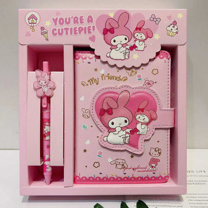 Sanrio Style Stationery Set - Adorable Hello Kitty & Cinnamoroll Planner with Cute Pen for Effortless Organization..
