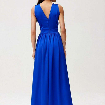Satin Maxi Dress with Rose Detail and Elegant Silhouette - Très Elite