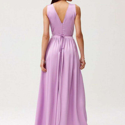Satin Maxi Dress with Rose Detail and Elegant Silhouette - Très Elite