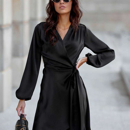 Satin Multi-Way Cocktail Dress with Waist Tie - Chic and Adaptable