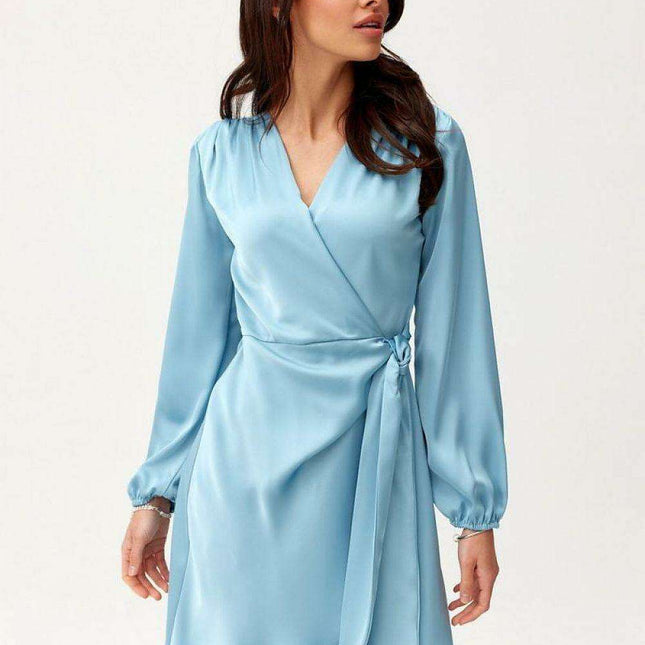 Satin Multi-Way Cocktail Dress with Waist Tie - Chic and Adaptable