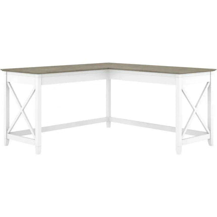 Charming 60-Inch L-Shaped Corner Desk with Rustic Weathered Finish for a Cozy Home Office