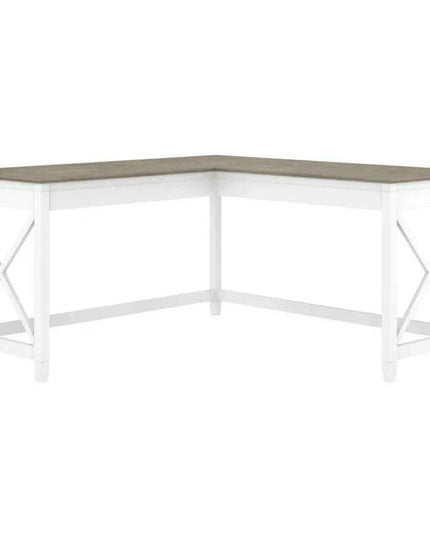 Charming 60-Inch L-Shaped Corner Desk with Rustic Weathered Finish for a Cozy Home Office