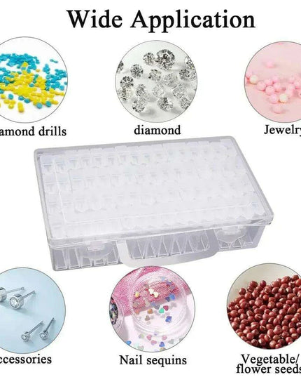 Deluxe 64-Compartment Diamond Painting Bead Storage Organizer with Labels