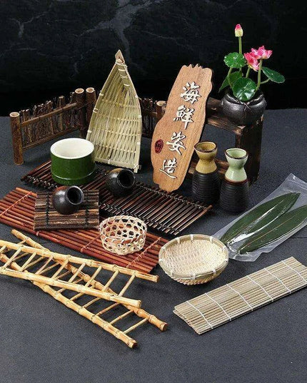 Artistic Bamboo Sushi Platter - Elegant Japanese Serving Tray