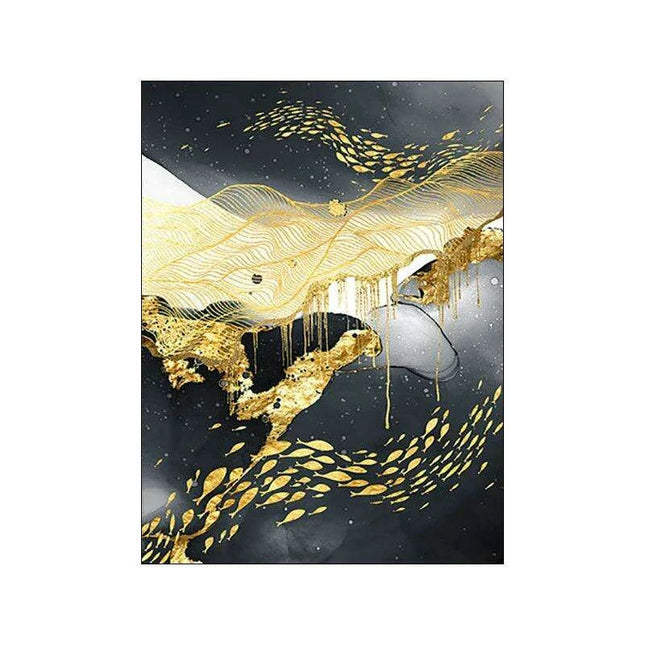 Luxe Golden Marble Canvas Art: Elevate Your Contemporary Home Aesthetic