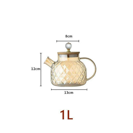 Elegant Borosilicate Glass Teapot with Bamboo Lid - Sleek Cold Water Kettle for Aromatic Teas